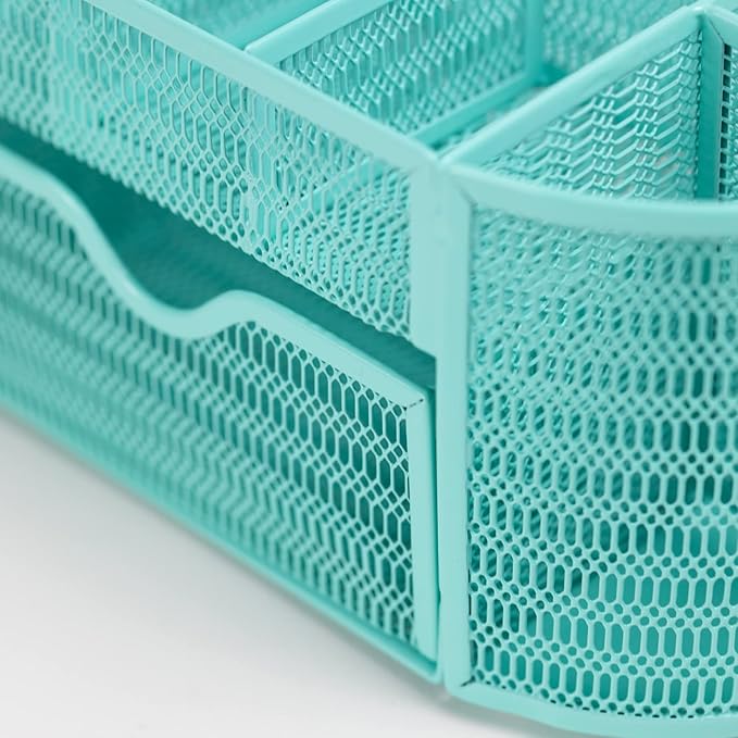 BLU MONACO Aqua Desk Organizer – Strong Metal with Aqua Finish, Storage for Office Supplies, Home or Office Desk Décor-NeatNest