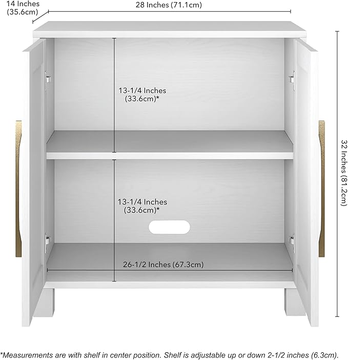Henn&Hart 28" Wide Rectangular Accent Cabinet in Cloud White, for Home, Living Room, Bedroom, Entertainment Room, Office