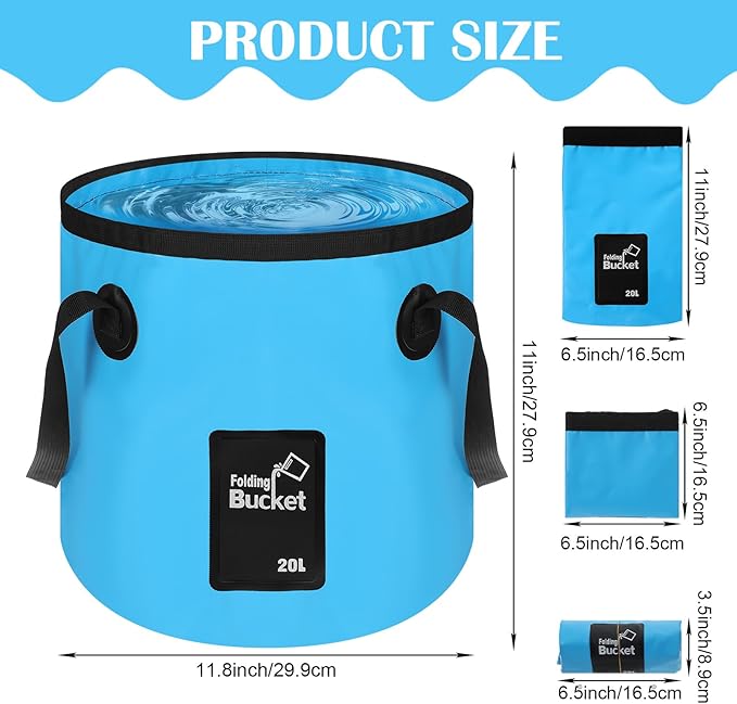 4 Pcs 20L Collapsible Bucket with Handle 5 Gallon Portable Collapsible Folding Bucket Foldable Water Container for Camping Hiking Fishing Car Washing