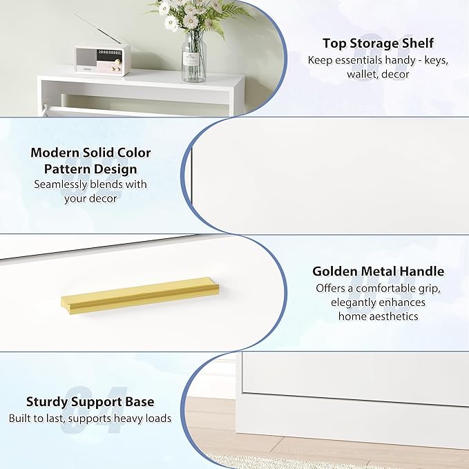 Shoe Cabinet Storage for Entryway, Shoe Cabinet with 3 Flip Drawers, White Modern Shoe Organizer Wood, Freestanding Small Thin Shoe Racks with Doors, White-NeatNest