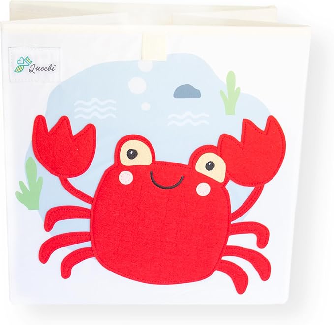 Crab Storage Cube- Organizer for Nursery, Playroom, Bedroom, Closet. Foldable Box 13x13x13 inches. Children's Toy Box, Diaper Caddy, Clothing Basket, Book Bin, Baby Essentials & Kids Gift-NeatNest