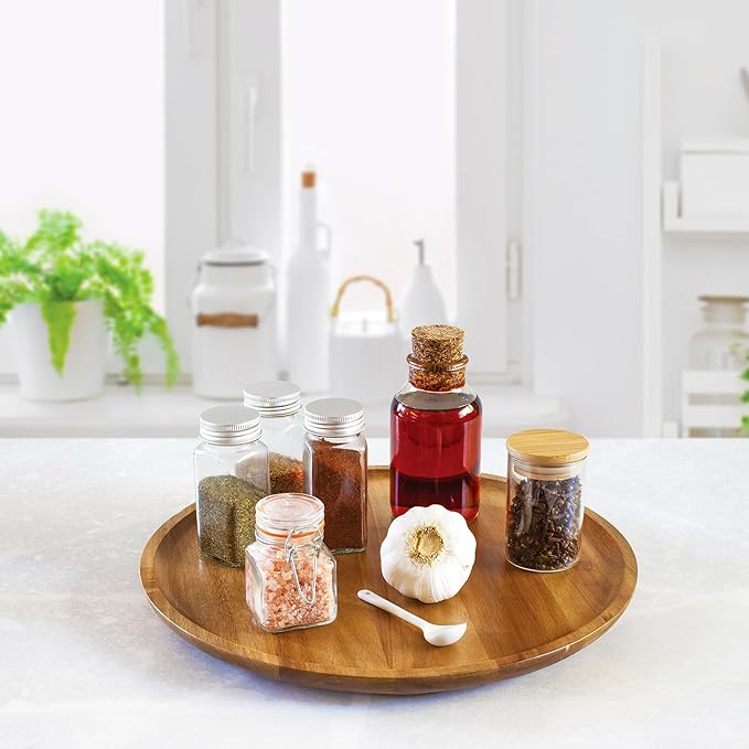 Acacia Wood Lazy Susan Organizer Kitchen Turntable for Cabinet, Table, Pantry or Countertop-NeatNest