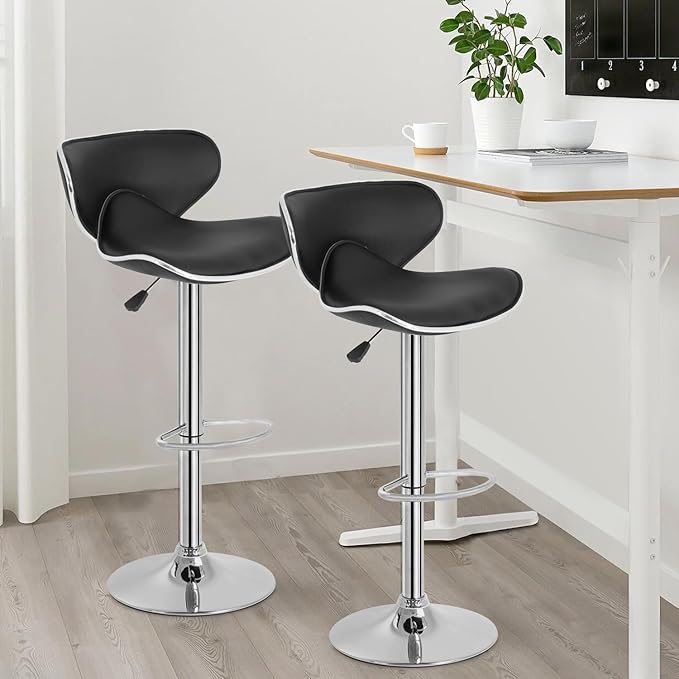 BestOffice Bar Stools Set of 2, Counter Height Adjustable Bar Stools with Back Bar Stool PU Leather Swivel Bar Stool Kitchen Counter Bar Stools Dining Chairs-NeatNest