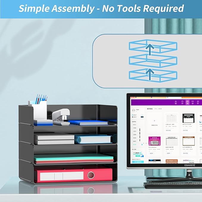 Desk Organizer, Stackable Paper Letter Tray, Desktop File Paper Holder Office Organization School Supplies-NeatNest