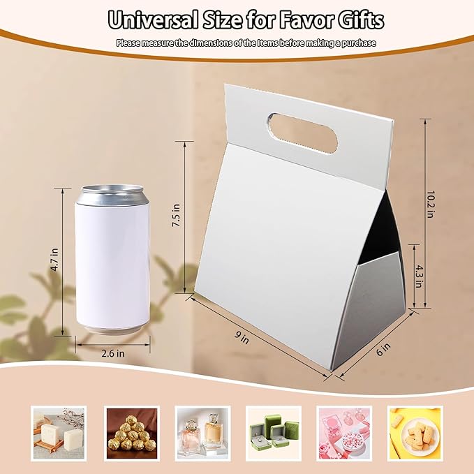 9X6X4.3inch Portable Premium Folding Gift Box with Handles - Reusable Elegant Storage Solution for Birthdays, Weddings, Corporate Events , Eco Friendly Compact Design (White)-NeatNest