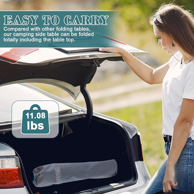 Creative Outdoors Folding Table with Built-in Cooler - Outdoor Portable Camping Table with 4 Cup Holders and Durable Steel Frame - Quality Material (Orange/Gray)-NeatNest