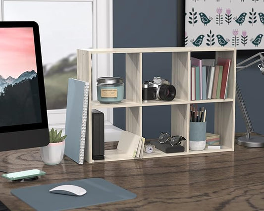 ClosetMaid 5430 Mini 6-Cube Desktop or Wall Mount Organizer, Bleached Walnut-NeatNest