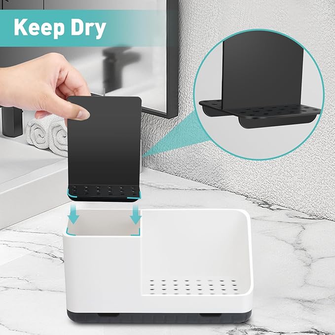 Bathroom Counter Organizer, Bathroom Organizers and Storage, Detachable Toothbrush Holders for Bathroom Vanity Sink Organizer (White)-NeatNest