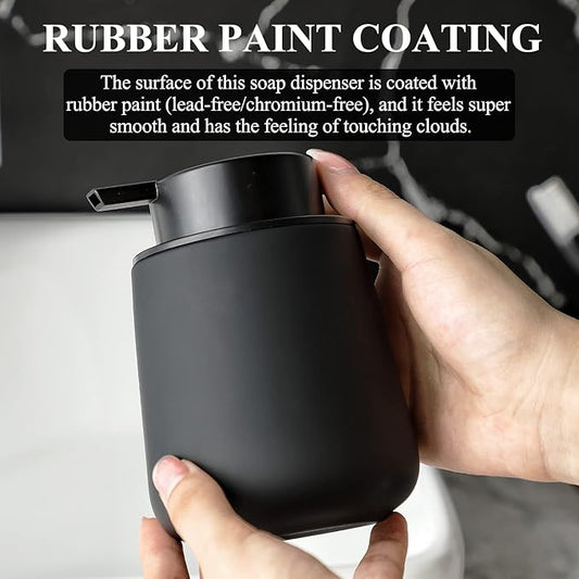 BosilunLife Foam Hand Soap Dispenser - 12 oz Bathroom Lotion Hand Pump Dispenser Black Foaming Hand Soap Dispenser Ceramic Dish Liquid Dispenser for Kitchen Hand Wash Dispenser (Rubber Paint)-NeatNest