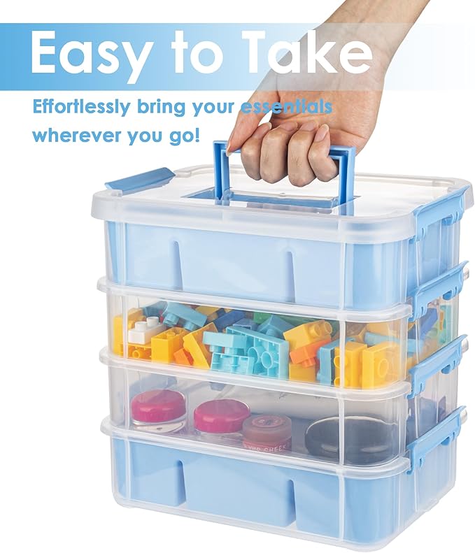 Art Supply Storage Organizer with 2 Removable Trays, 4-Layer 11QT Durable Craft Organizers and Storage for Sewing, Tool, Office Supplies, Art, Craft Supplies