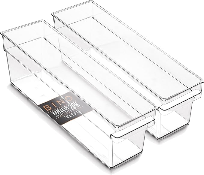 BINO | Plastic Storage Bins, Small | THE HANDLER COLLECTION | Multipurpose Organizer Bins | Kitchen Pantry Organizers and Storage | Clear Containers for Organizing Home | Freezer Organizer-NeatNest