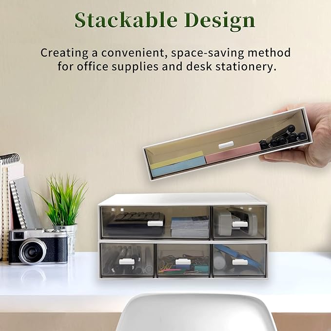 Desktop Drawer Organizer - Plastic Drawers for Small Items & Cosmetics - 1 Drawer (White)-NeatNest
