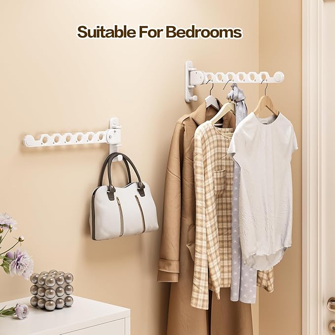 Wall Mounted Clothes Drying Rack, Laundry Clothes Hanger Rack Wall Mounted, Foldable Clothes Rack for Laundry Room, Space Saving Closet Storage Organizer Clothes Hanger Indoor, 1pcs(White)