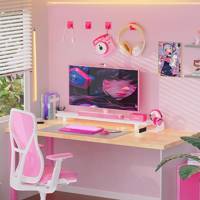 DELITON 4 Pack Hooks for Wall - Cute Kids Wall Hook Adhesive Coat Robe Towel Hooks for Bathrooms Kitchen Heavy Duty Stainless Steel, Pink-NeatNest