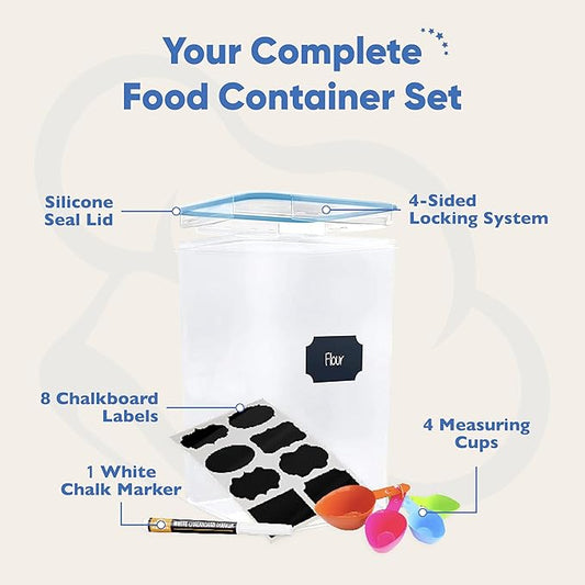 Chef's Path Extra Large Airtight Flour and Sugar Storage Containers with Lids, Set of 2, 6.5L Pantry Canisters for Bulk Flour and Sugar Storage - Transparent-NeatNest