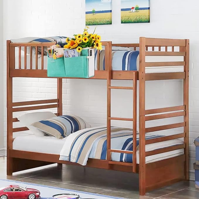 Bedside Caddy Bedside Storage Organizer Hanging Bunk Bed Dorm Room with Side Pockets for Water Bottles, Books, Cell Phones, Headphones 2 Pack (Light Blue)-NeatNest
