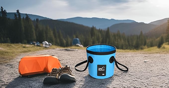 BANCHELLE Collapsible Bucket Water Container Portable Folding Camp Wash Basin for Outdoor Traveling Hiking Fishing Car Washing Gardening Camping (Blue, 12L)-NeatNest
