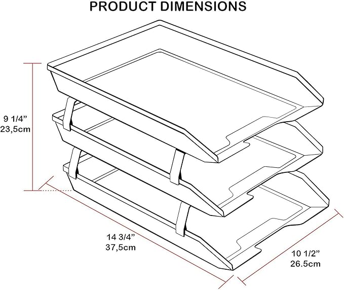 Acrimet Facility 3 Tier Letter Tray, Front Load, Letter Size/A4, Desktop File Organizer, Plastic (Clear Crystal Color)-NeatNest