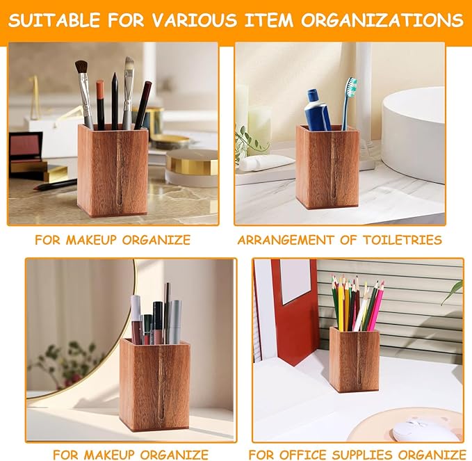 3Pcs Silverware Caddy for Patry, Utensil Holder for Countertop, Silverware Holder Flatware Organizers with tray, Portable Organizer with Wood Tray, Spoon and Fork Holder (Acacia mangium)-NeatNest