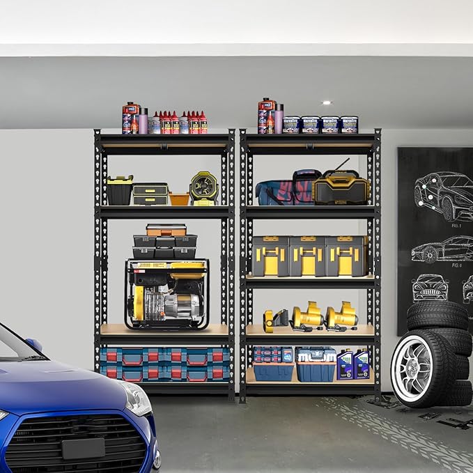 BIG RED 5 Tier Heavy Duty Garage Storage Shelving: Adjustable Metal Utility Shelving Rack for Garage, Basement, Pantry, Closet - 2,000lb Capacity (72"x36"x18") Black-NeatNest
