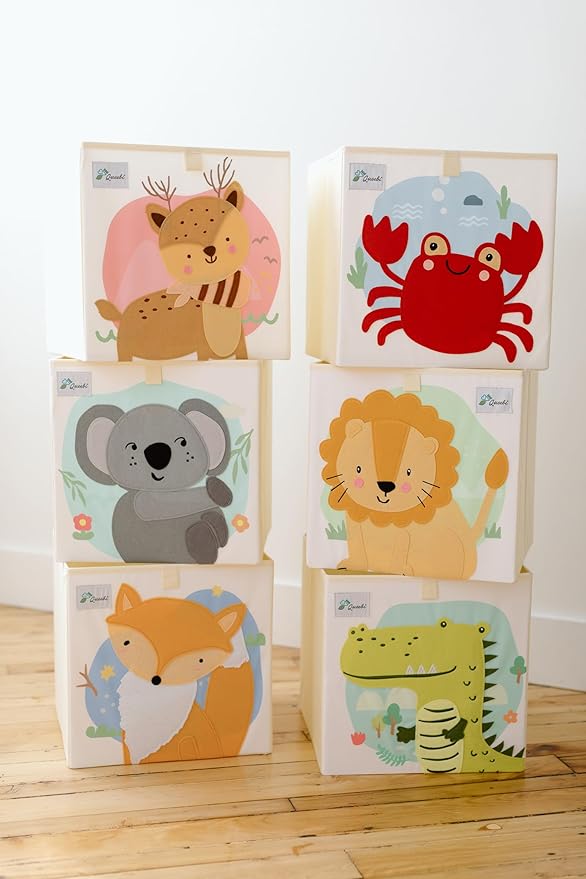 Crocodile Storage Cube- Organizer for Nursery, Playroom, Bedroom, Closet. Foldable Box 13x13x13 inches. Children's Toy Box, Diaper Caddy, Clothing Basket, Book Bin, Baby Essentials & Kids Gift-NeatNest