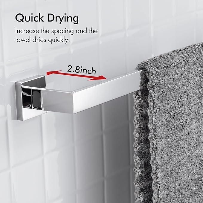 BANOLUX Towel Rack, 12-Inch Single Towel Bars for Bathroom, Towel Racks for Bathroom Wall Mounted SUS304 Stainless Steel Hand Towel Holder Organize Heavy Duty, Polished Chrome Towel Bar
