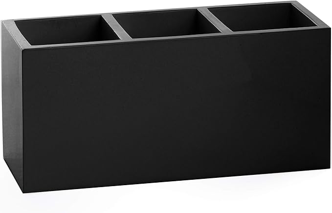 BINO Multi Purpose 3 Compartment Organizer - Makeup Container Organizers - Compartment Organizer for Makeup Brushes, Home and Office Supplies - Matte Black-NeatNest