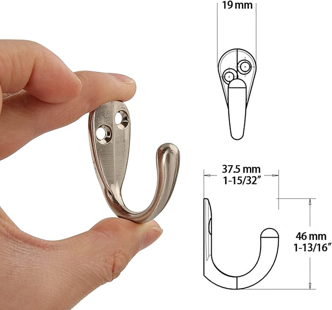HASWARE 6 PCS Coat Hook, Wall Mounted Hooks Coat Hooks Robe Hooks Hangers Heavy Duty with 12 Pieces Screws for Bedroom Bathroom Kitchen Door Wall (Satin Nickel)