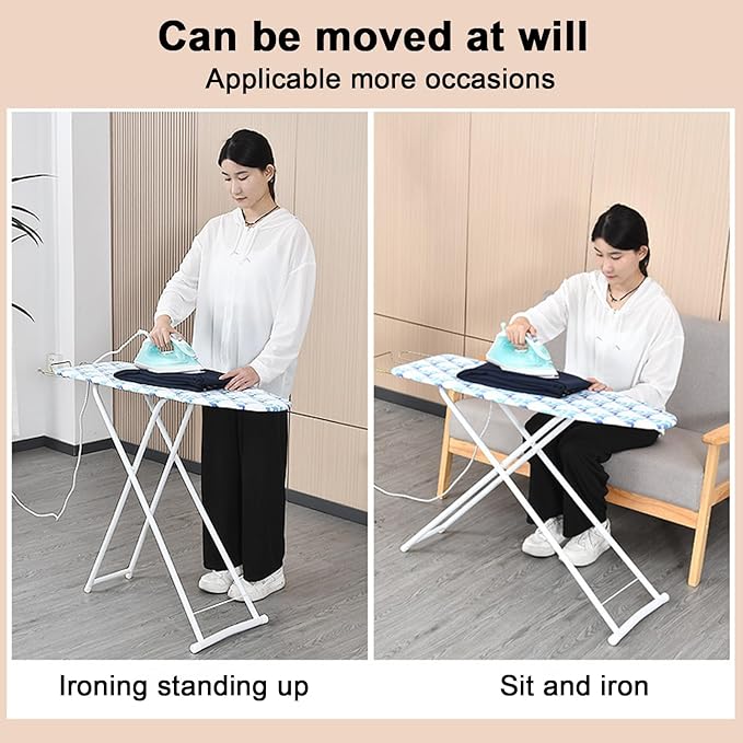 Honrane Space-Saving Ironing Board, Adjustable Height,Folding,Full-Size Neon 42 inch