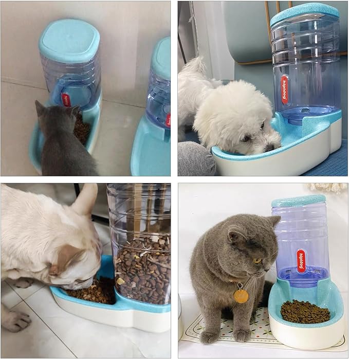 kathson Automatic Cat Feeder 1 Gallon Gravity Dog Food Dispenser Large Capacity Self Feeding Pet Food Bowl for Puppy Kitten Rabbit Blue-NeatNest