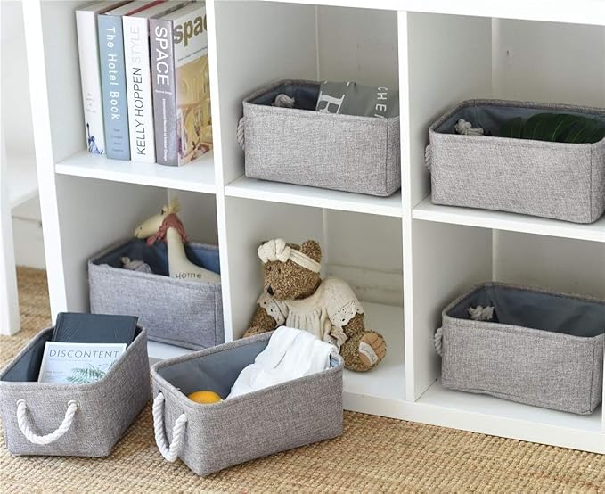 TheWarmHome Storage Bins for Shelves - 11.8x7.9x5.2 inch Grey Small Storage Baskets for Organizing, Fabric Storage Cubes Closet Organizer for Home Nursery Gift Decorative (Gray)-NeatNest