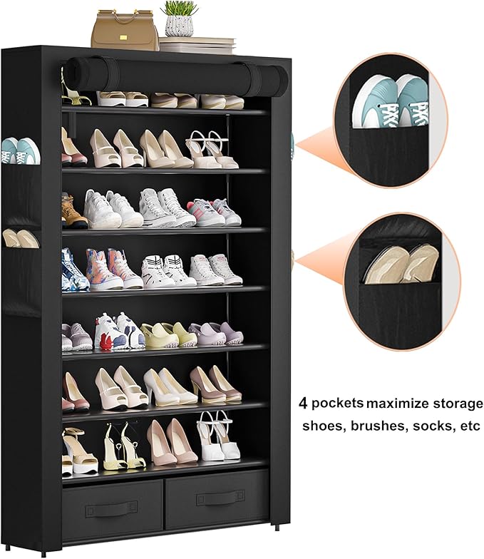 Tall Shoe Rack Dustproof Cabinet Large Capacity 8 Tier Shoe Organizer,32-40 Pairs of Shoes-NeatNest