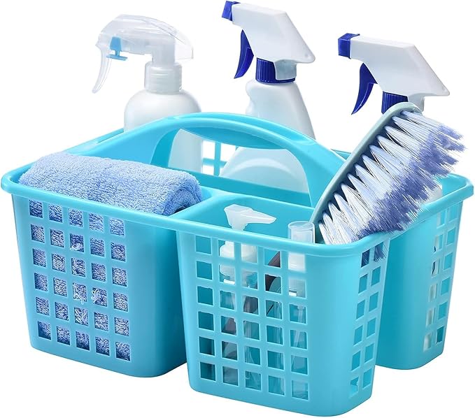 Portable Shower Caddy Basket,Convenient Cleaning Supplies Organizer with Compartments and Handle,Ideal for Bathroom, Bedroom, Kitchen, College Dorm,Garden,etc.12.4" x 7.4" x 5.1"Blue