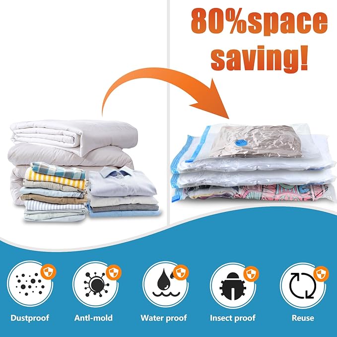 Vacuum Storage Bags for Travel with Electric Air Pump,15 Pack(3 Jumbo,3 Large,3 Medium,3 Small,3 Roll Up Bags) Double Zip Seal Space Saver Bag for Comforters,Clothes,Mattress,Blanket, Duvets-NeatNest
