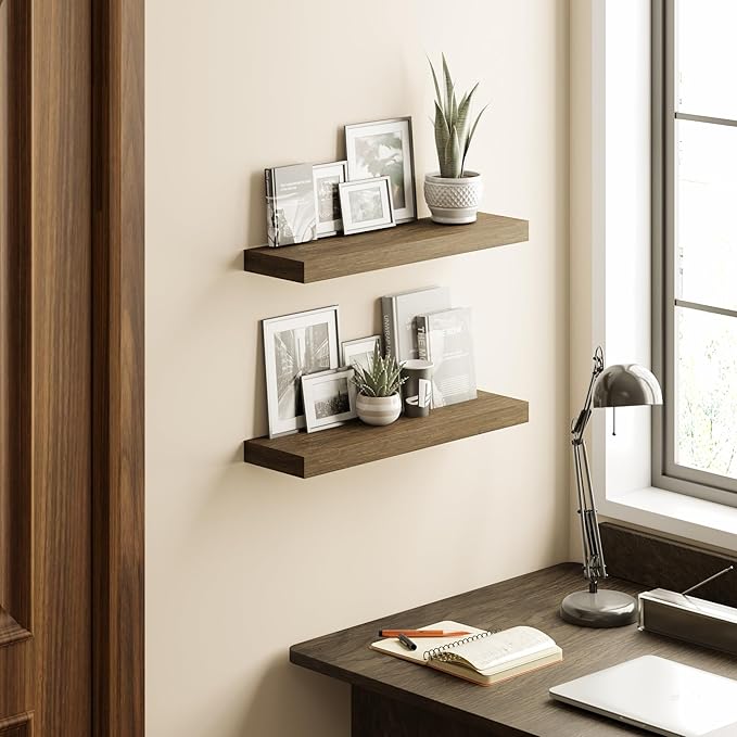 BAMEOS Floating Shelf, 24x6 Wall Shelf,Decor Wall Mounted Shelves,Hanging Shelf Set for Bathroom Kitchen Living,Kitchen,Room Bedroom Storage-NeatNest