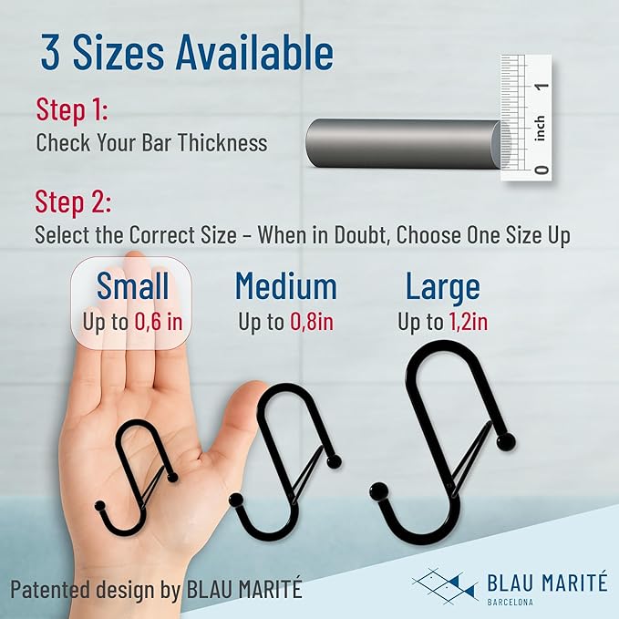 10-Pack Metal S Hooks for Hanging – Heavy-Duty S-Shaped Hooks with Safety Buckle – Fits Bars up to 0.6 in – Anti-Drop Hooks for Kitchen, Pot Racks & Towel Bars – White (Small)-NeatNest