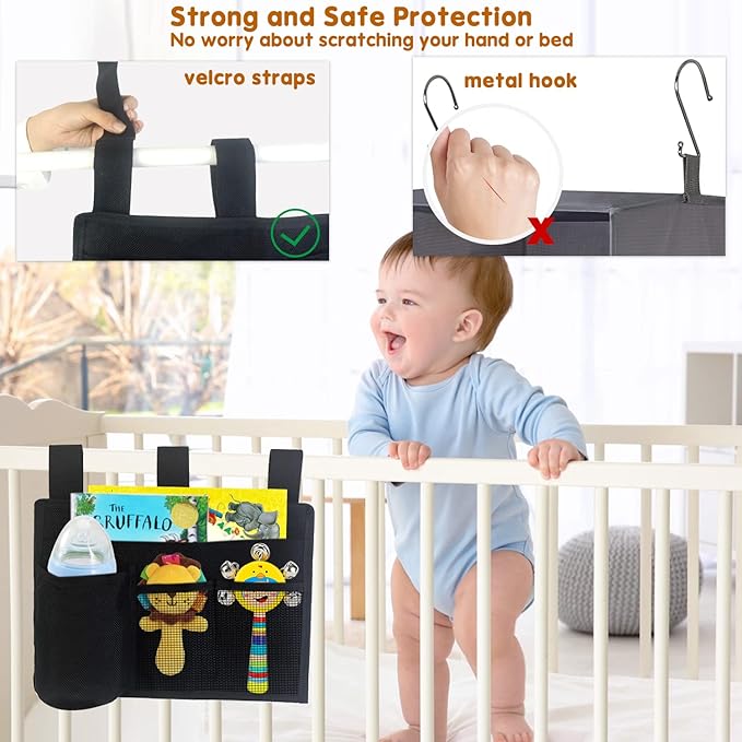 Bedside Storage Caddy, Bunk Bed Storage Bag, Hanging Bedside Organizer for TV Remote Control, Phones, Tablets, Bedside Pocket for College Dorm Rooms Baby Bed Rails, Hospital, Camp-NeatNest