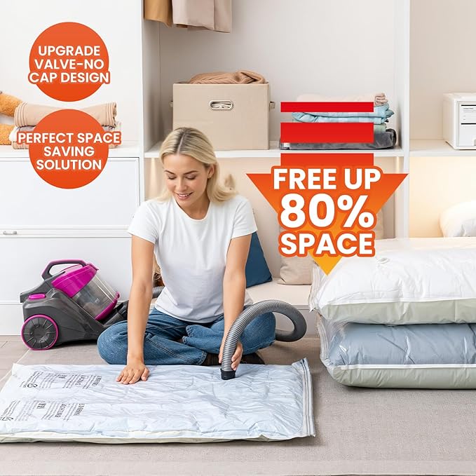 TAILI 10 Pack Vacuum Storage Bags, Jumbo Vacuum Seal Bags for Clothing (40x31 Inch), Space Saver for Bulky Bedding, Pillows, Blankets, Large Closet Organization and Storage-NeatNest