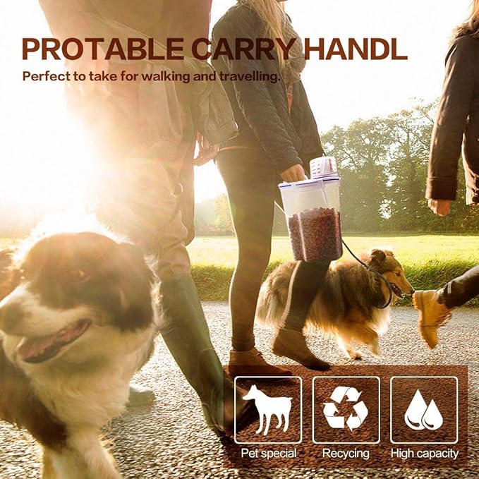 Dog Food Storage Container Small, Cat Food Storage Container Airtight Plastic Dispenser with Graduated Measuring Cup, Pourable Spout and Portable Collapsible Dog Bowl for Pet Food, Birds Seed-NeatNest