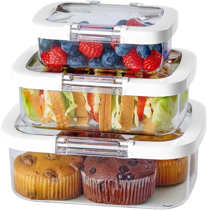 Felli Duo Loc Tritan Meal Prep Containers Microwave Safe BPA FREE, Leak Proof Lunchable Container for Leftovers Kitchen Fridge Freezer, Reusable Plastic On the Go Lunch Travel Box (Beginner 3pk)