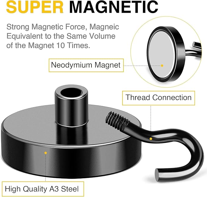 DIYMAG Magnetic Hooks for Hanging Cubicle Accessories, 118lbs 2025 Cruise Cabin Ship Essentials Magnetic Hook Heavy Duty Strong Magnets Fridge for Classroom Beach Kitchen Grills 4 Pack Black-NeatNest