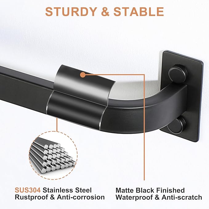 Bathroom Towel Bar, 24 inch Towel Racks for Bathroom Wall Mounted, SUS304 Stainless Steel Heavy Duty Towel Holder Bathroom Accessories Modern Home Decor, Matte Black Finished