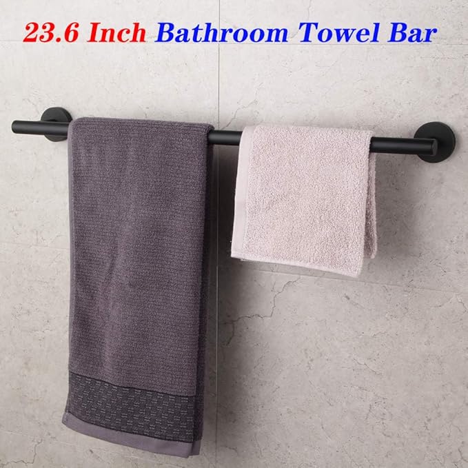 GERZWY Bathroom Towel Bar 24" Stainless Steel Towel Bar Matte Black Contemporary Style Wall Mount for Bath Kitchen AG1101C60-BK