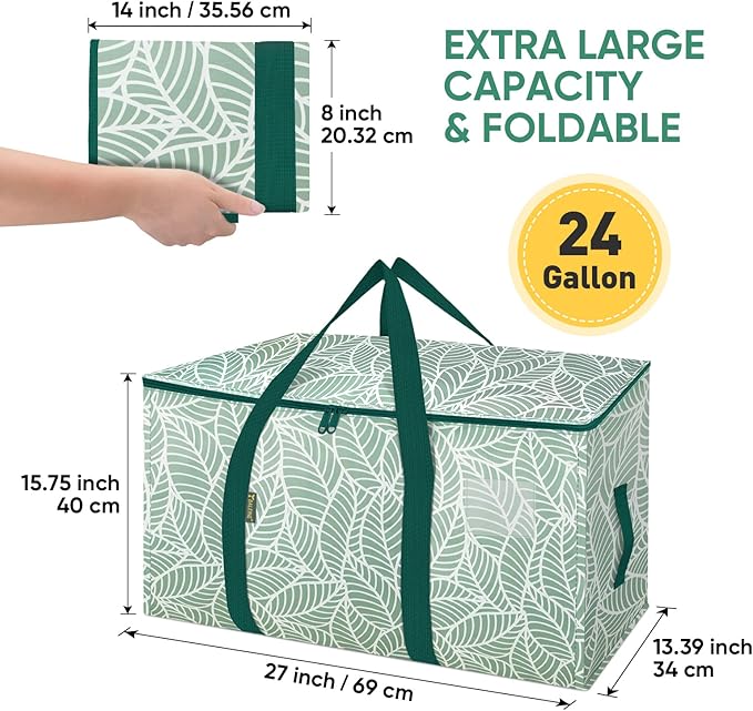 BALEINE 2-Pack Oversized Moving Bags with Reinforced Handles, Heavy-Duty Storage Tote for Clothes, Moving Supplies (Antique Folidage, 2-Pack)-NeatNest