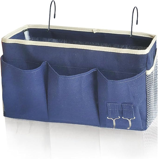 Bedside Caddy, Bedside Hanging Storage Organizer forBunk and Hospital Beds,College Dorm Bed,Can be Placed Glasses Books Mobile Phones(Navy Blue 1)-NeatNest