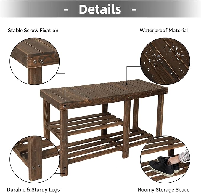 Shoe Rack Bench, 3 Tier Sturdy Shoe Bench, Storage Organizer, Holds up to 350lbs for Entryway Organizer Bedroom Living Bathroom Room Balcony.