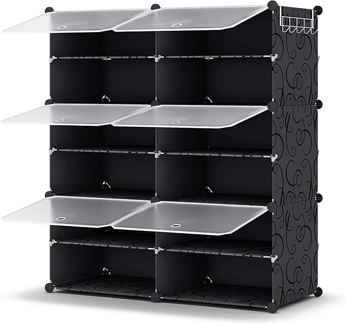HOMIDEC Shoe Rack Organizer, 6 Tier Storage Cabinet 24 Pair Plastic Shoe Shelves for Closet Hallway Bedroom Entryway-NeatNest