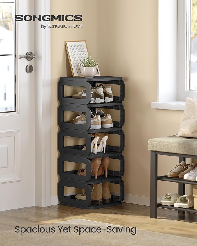 SONGMICS Shoe Rack, Shoe Organizer, 6 Shelves, Shoe Storage, Narrow Shoe Shelf, Open Shelf for Entryway, Living Room, Bathroom, Space-Saving, Ink Black ULPC037B01-NeatNest