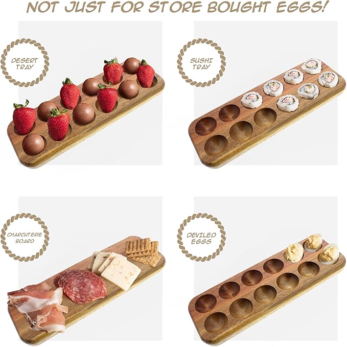 GUI'S CHICKEN COOP Egg Tray - Rustic Wooden Egg Holder For Eggs Usable in Kitchen Refrigerator, or Countertop for Display or Storage - Easy to Clean… (12 Eggs)