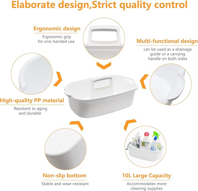 2 Pack Multi-Purpose Plastic Cleaning Caddy with Handle, Shower Caddy Organizer/Storage Basket/Totes Portable for Bathroom Supplies, Cleaning Products, Under Sink Tool. (blue+white)-NeatNest